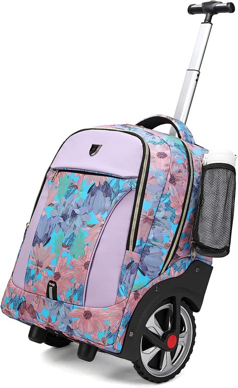 Rolling Backpack, Waterproof Backpack with Wheels for Business, Travel Commuter, Carry on Backpack with Laptop Compartment, Fit 15.6 Inch Laptop, Wheeled... Carry On Backpack, Cute Suitcases, Kawaii Bags, Backpack With Wheels, Rolling Backpack, Backpack Waterproof, Waterproof Backpack, Crop Top And Shorts, Mini Backpack