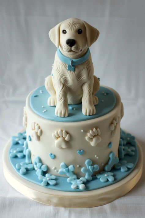 Unique Labrador Birthday Cakes That Impress and Delight Birthday Cake With Dogs Theme, Cake Design For Dogs Birthday, Dog Design Birthday Cake, Dog Birthday Cake Design, Birthday Cake For Dogs Design, Labrador Cake, Cake Shaped Like Dog, Puppy Dog Cakes, Puppy Cake