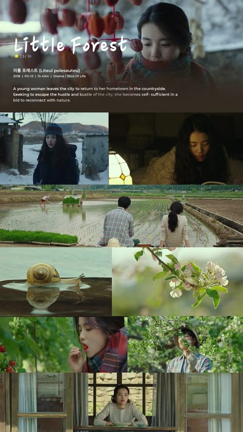 Nature Movie Poster, Countryside Movies, Little Forest Movie Aesthetic, Reconnecting With Nature, Little Forest Korean Movie, Watching Kdrama Aesthetic, Little Forest Movie, Watching Movies Aesthetic, Into The Forest Movie