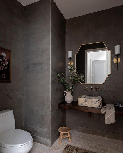 Portola Paints (@portolapaints) • Instagram photos and videos Moody Bathroom, Powder Bath, Mirror Interior, Asymmetrical Design, Mirror Wall Decor, Bathroom Inspiration, 인테리어 디자인, Bathroom Interior Design, Powder Room