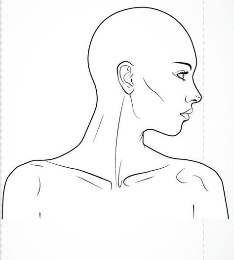 Head in profile. Nude Anatomy Drawing, Plain Illustration, Tattoo Outline Ideas, Women Croquis, Face Fashion Illustration, Templates For Drawing, Poses Drawings, Body Templates, Women Vector