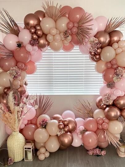 167pcs Balloon Garland Set | SHEIN USA Pink Balloon Arch, Balloon Arch Wedding, Baby Shower Roses, Engagement Decoration, Rose Gold Balloons, Garland Arch, Arch Wedding, Dusty Rose Pink, Neutral Boho