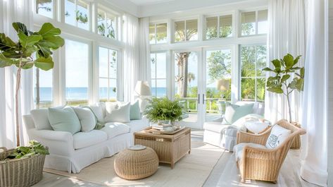 15 Coastal Hamptons Room Designs - Marry Design Coastal Sunroom Ideas, Coastal Sunroom, Library Room Design, Hamptons Architecture, Coastal Hamptons Style, Hamptons Interior Design, Hamptons Farmhouse, Hampton Homes, Hamptons Style Interior