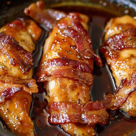 Sweet Chicken Tenders, Sweet Maple Garlic Bacon Chicken, Bacon And Chicken Recipes, Bacon Brown Sugar Chicken Tenders, Brown Sugar Bacon Chicken, Meal For Picky Eaters, Brown Sugar Bacon Wrapped Chicken, Bacon Brown Sugar Chicken, Chicken Alfredo Lasagna Recipe