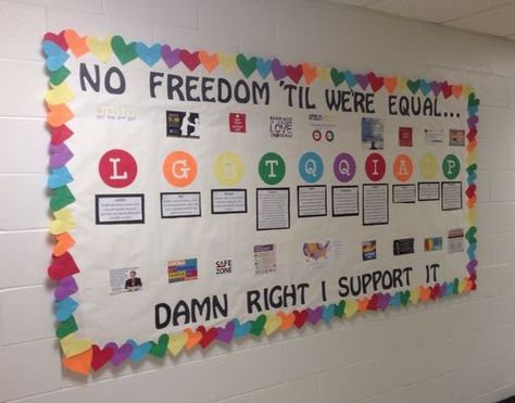 LGBTQIA Equality Bulletin Board Gsa Club Ideas, Gsa Activities, Resident Assistant Bulletin Boards, February Bulletin Boards, Ra Board Ideas, College Bulletin Boards, Bulletin Boards Theme, Ra Door Decs, Ra Bulletins