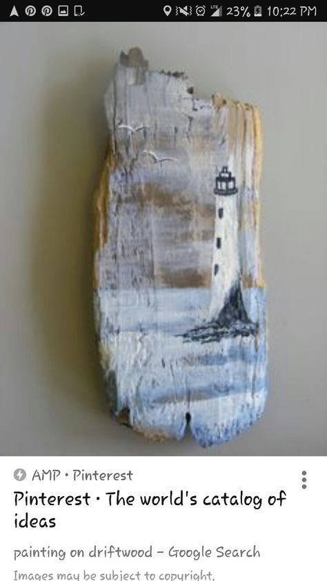 Painting On Driftwood, Tre Kunst, Deco Marine, Driftwood Diy, Painted Driftwood, Driftwood Projects, Lighthouse Painting, Driftwood Crafts, Painted Boards