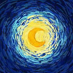 Sky Vector, Blue Drawings, Yellow Moon, Arte Van Gogh, Yellow Sky, Moon Wall Art, Moon Painting, Moon Decor, Van Gogh Art