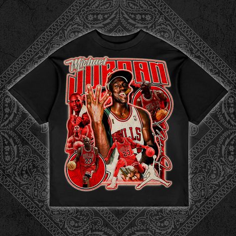 Michael Jordan - Bootleg Design (NBA) Bootleg Design, Graphic Design Fashion, Sports Tee, Rap Tee, Cool Graphic Tees, Sports Tees, Brutalism, Tee Outfit, Alter Ego