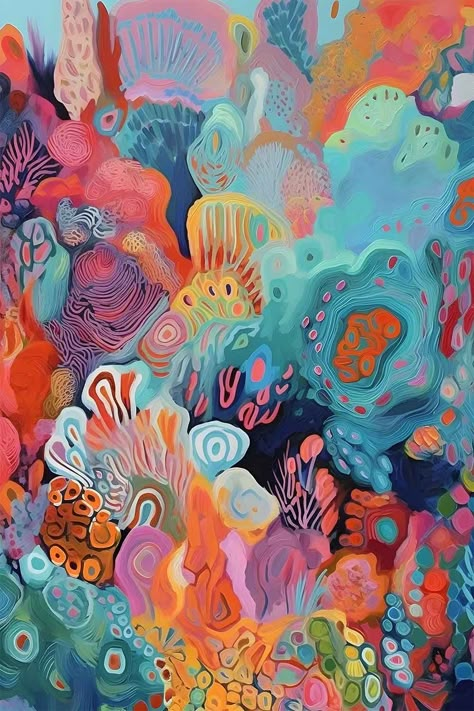 Coral Art, Soyut Sanat Tabloları, The Coral, Art Collage Wall, Underwater World, Ocean Art, Funky Art, Coral Reef, Art Plastique