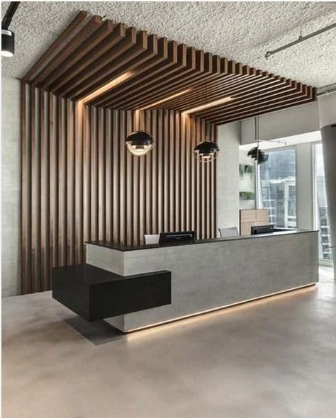 Corporate Lobby Reception, Small Hotel Lobby Design Reception Desks, Corporate Lobby Design, Japandi Reception Desk, Office Reception Wall Design, Industrial Office Lobby, Luxury Office Reception Design, Law Office Reception, Industrial Reception Design