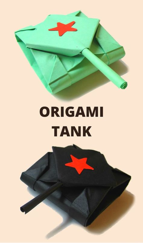 How to Make a Origami Tank. Have you ever wanted to know how to make a origami tank? The process is simple. With a few easy steps, you can make a origami tank with a single sheet of paper. @Creative_DIY_Projects #Creativediyprojects #origamitank #papertank #origamiforkids #videolessons #2018 #handmade #giftideas #stepbystep Origami Tank, Origami Hard, Origami Drawing, Paper Tanks, Origami Sheets, Origami Card, Letter Folding, Origami Diagrams, Origami Bookmark