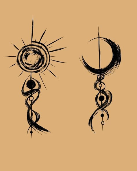 Sun Snd Moon Drawings, Around The Socket Shoulder Tattoo, Moon Symbols Tattoo, Moon Sun Back Tattoo, Nordic Sun And Moon Tattoo, The Sun The Moon Tattoo, Sketch Moon Tattoo, Sun Tattoos Ideas, Spiral Sun And Moon Tattoo