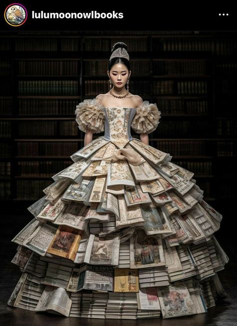 Recycled Dress Ideas, Recycled Gown, Newspaper Dress, Recycled Outfits, Book Dress, Home Decor Ideas Diy, Recycled Dress, Gaun Fashion, Paper Dress