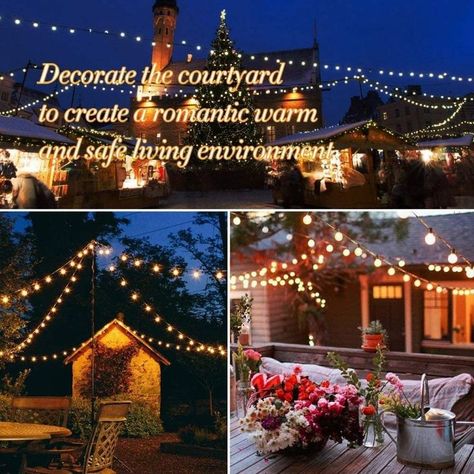 #stringlightsoutdoor #weddingDIYideas Waterproof LED #Bulbs Indoor/Outdoor #HangingLighting #amazon #amazonmusthave These patio lights emit a warm glow which makes you feel cozy and has a relaxing time in your outdoor space after a day's work. Made of durable flexible cord and clear glass bulbs, our string lights are designed to withstand the wear and tear of year-round outdoor use; Layers of insulation enhance the strand to withstand extreme temperatures, rainy, windy, or damp climates. Led String Lights Outdoor, Patio Lights, Outdoor String Lights, Patio String Lights, Globe String Lights, Bulb String Lights, Patio Party, Backyard Porch, Backyard Lighting