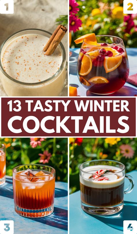 Crockpot Beverages Winter, Cocktail Board Night, Fall And Winter Cocktail Recipes, Winter Themed Alcoholic Drinks, Winter Brunch Cocktails, Classic Drinks Cocktails, Italian Winter Cocktails, Winter Big Batch Cocktails, Best Holiday Cocktail Recipes