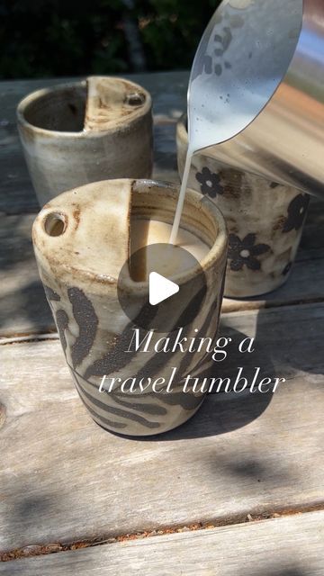 Ruth on Instagram: "🤍make a travel tumbler/to-go cup with me! side note, how amazing is this dark clay?  • #potterytips #pottery #ceramics #ceramicart #potteryprocess #potterystudio #wheelthrowing" Billie Eilish Blue, Blue Pottery Designs, How To Make Ceramic, Sculpting Ideas, Clay Cup, Pottery Videos, Kids Pottery, Diy Ceramic, Ceramic Tumbler