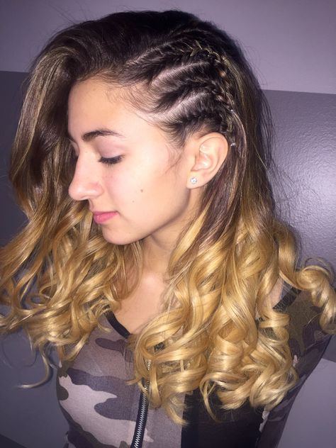 Side Curls Hairstyles, Three Braids, Curled Hair With Braid, Matrix Hairstyle, Tattoos Unique Meaningful, Curly Prom Hair, Side Curls, Hairstyle Braided, Curly Hair Overnight