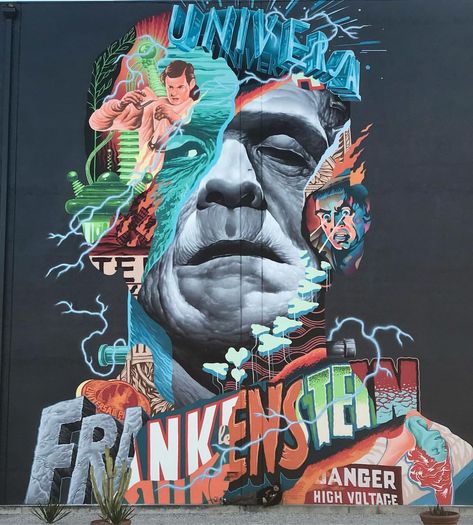 Tristan Eaton (@tristaneaton) on Instagram: “FRANKENSTEIN!!! Universal Monsters Tristan Eaton, Scary Shows, Spooky Books, Frankenstein And Bride, Classic Monster Movies, Interior Branding, Monster Wall, Wall Art Graffiti, Street Art News