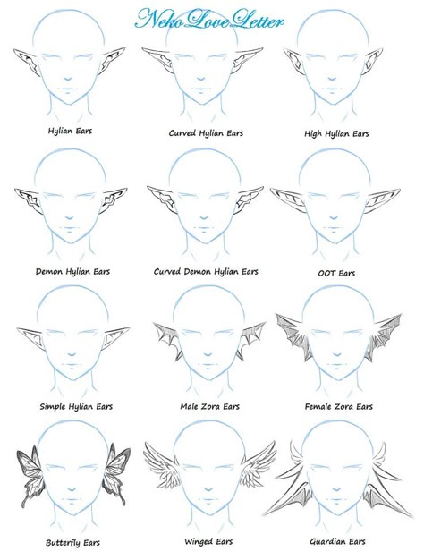 Elf Drawings, How To Draw Ears, 얼굴 드로잉, Fantasy Drawings, Elf Ears, Concept Art Drawing, Creature Concept Art, Poses References, Anime Drawings Tutorials