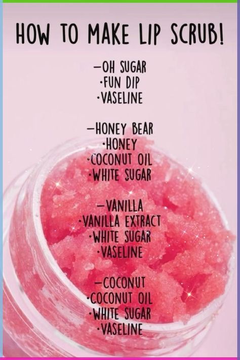 Make Lip Scrub, Diy Body Scrub Recipes, Lip Scrub Recipe, Body Scrub Recipe, Lip Scrub Diy, Diy Skin Care Routine, Diy Body Scrub, Diy Skin Care Recipes, Lip Scrubs