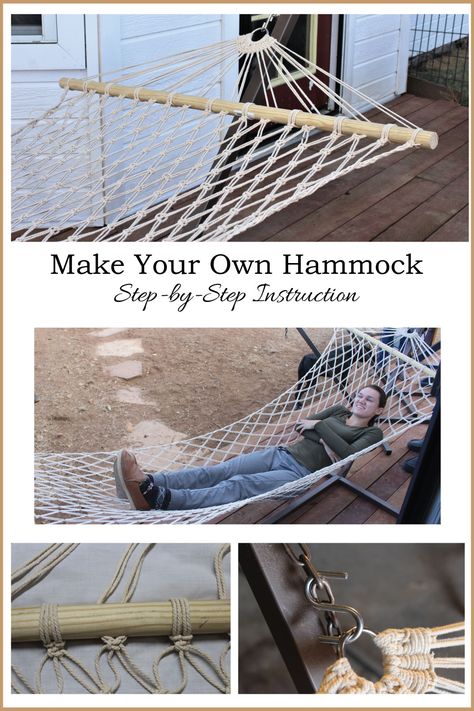 Macrame Hammock Chair Pattern, Hammock Chair Stand Diy, Macrame Hammock Pattern, Homemade Hammock, Hammock Pattern, Diy Hammock Chair, Crochet Hammock, Macrame Hammock Chair, Outdoor Furniture Pallets