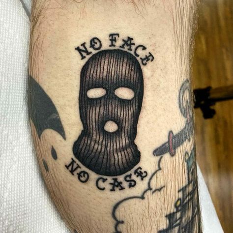 Skimask Tattoo Angel Ski Mask Tattoo, Mask Face Tattoo, Ski Mask Tattoo, No Face No Case, Skull Hand Tattoo, Mask Tattoo, Skull Hand, Face Tattoos, Home Tattoo