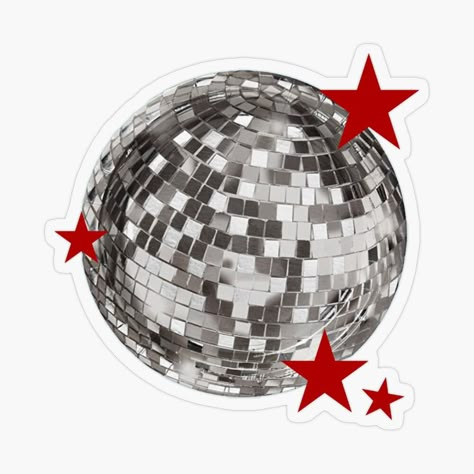 Get my art printed on awesome products. Support me at Redbubble #RBandME: https://www.redbubble.com/i/sticker/Xmas-Disco-Ball-by-mgdlnsapien/155646951.O9UDB?asc=u Disco Ball Sticker, Kindle Stickers, Red Stars, Disco Ball, White Background, Vision Board, My Art, Scrapbooking, Wallpapers