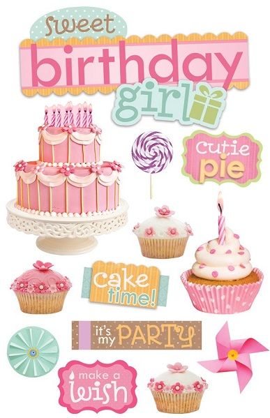 Birthday Girl 3D Scrapbooking Glitter Stickers Free Ephemera, Cricut Templates, Sticker Printable, Happy Birthday Printable, Birthday Scrapbook, Scrapbook Stuff, Sweet Birthday, Birthday Clipart, Paper House