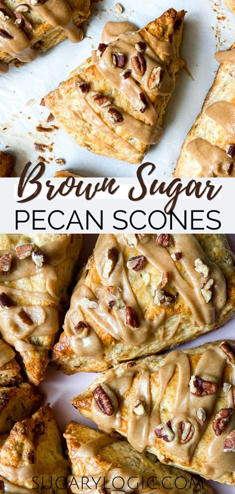 Baked Goods Recipes Breakfast, Butter Pecan Scones Recipe, Best Pastries For Coffee, Cinnamon Pecan Scones Recipe, Salted Caramel Scones, Brown Butter Scones, Caramel Scones Recipe, French Toast Scones, What To Serve With Scones