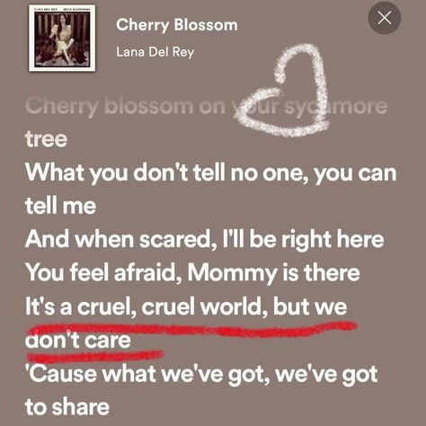 cherry blossom Lana Lyrics, Tell No One, Group Of Friends, Life Changing, Lana Del Rey, Song Lyrics, Life Changes, Cherry Blossom, Blossom