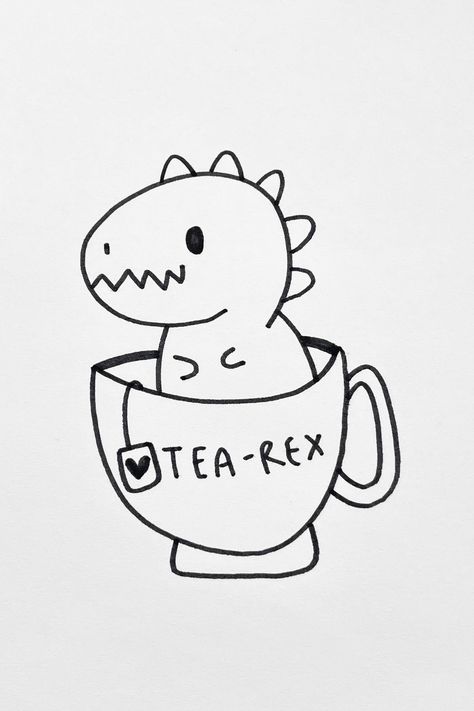 31 Extra Cute Dinosaur Drawing Ideas Easy Creatures To Draw, Easy And Fun Drawings, Drawing Within A Drawing, Cute Drawings Of Dinosaurs, Drawings Ideas Easy Step By Step, Fun Drawings Ideas, Tea Rex Drawing, Cute Dino Drawings Easy, Drawing Cute Easy Doodles