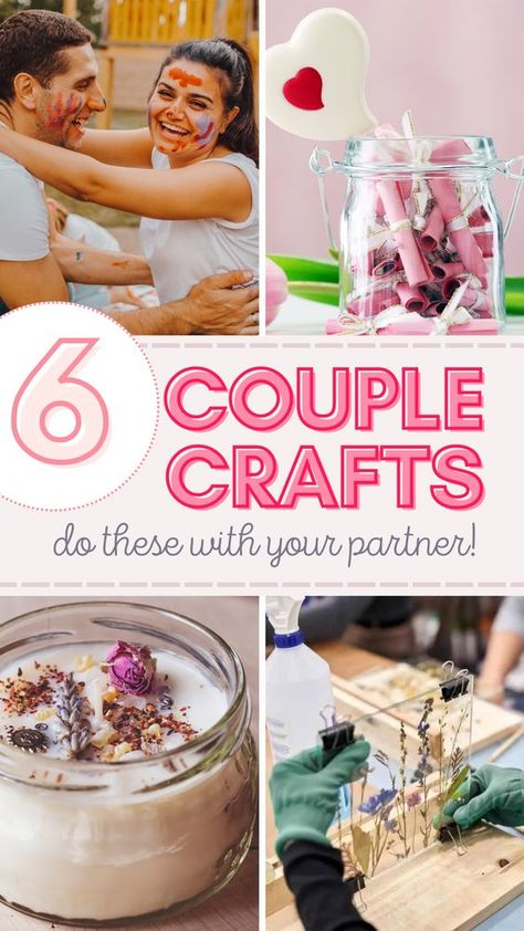 Craft Ideas For Couples, Craft For Couples To Do Together, Diy Couples Crafts, Couple Diy Projects Craft Ideas, Projects For Couples, Anniversary Activities, 5 Senses Gift For Boyfriend, Couples Art Project, Couples Crafts