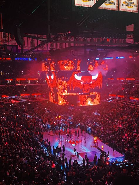 Chicago Bulls Stadium, Chicago Bulls Aesthetic, Basketball Game Aesthetic, Nba Wife, Chicago Bus, Basketball Stadium, Basketball Vibes, United Center Chicago, Usa Dream