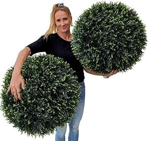 Topiary Balls, Round Planters, Outdoor Topiary, Topiary Plants, Front Walkway, Artificial Topiary, Space Ideas, Amazon Home, Outdoor Plants