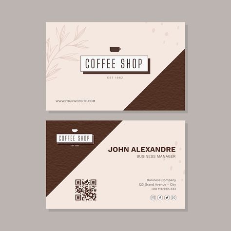 Business Card Design Coffee, Coffee Business Card, Cafe Business Card, Coffee Shop Business Card, Design Coffee Shop, Coffee Shop Logo Design, Vertical Business Card, Cafe Business, Annual Report Template