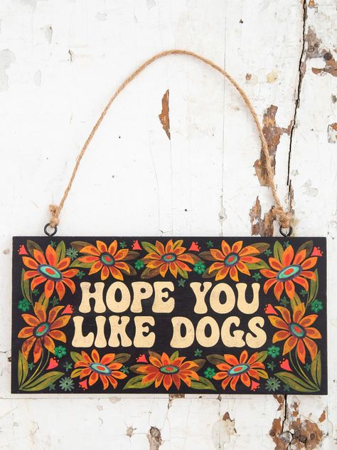 Porch Sign - Happy Place – Natural Life Porch Wall Decor, Front Porch Signs, Front Door Signs, Wooden Wall Hangings, Cute Signs, Dog Wall Art, Porch Sign, Dog Signs, Natural Life