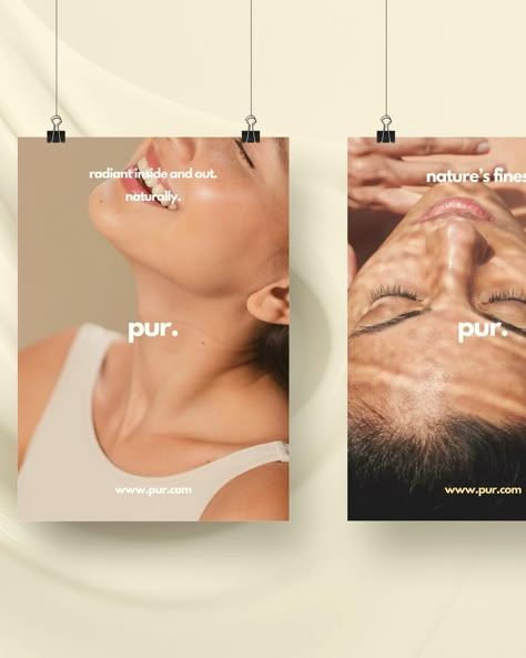 Final branding bits for Pur. My main goal for this branding was to speak volumes about the love Pur has for clean, natural skincare. From posters to social media templates, my choice of minimalistic branding is a reflection of Pur’s belief in the power of purity. This brief was so much fun - it really pushed me to stick to minimalism whilst keeping my vision of an organic vibe alive. Thank you! 💛 @briefhaus #BHpur #BriefHaus #skincare #vegan #skin #selfcare #graphicdesign #promotions ... Lifestyle Ads Design, Clean Beauty Brands, Clean Social Media Design, Beauty Clinic Branding, Skincare Creatives, Skincare Poster Design, Cosmetic Poster Design, Skincare Graphics, Wellness Poster