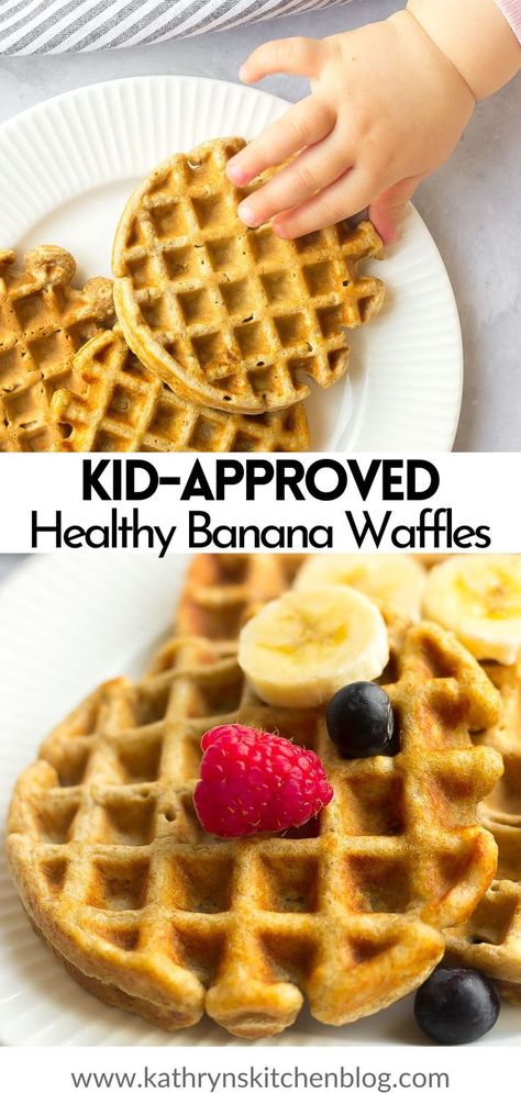 Healthy Waffle Recipe Kids, Toddler Waffle Recipe, Banana Waffles Healthy, Banana Waffle Recipe, Skillet Eggs, Avocado Sandwiches, Waffle Recipe Healthy, Breakfast For Busy Mornings, Waffles Breakfast