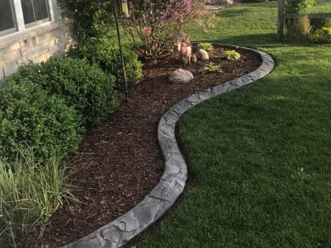 Concrete Curbing Landscaping, Curbing Ideas, Cabin Backyard, Concrete Garden Edging, Concrete Edging, Concrete Curbing, Colorful Flower Beds, Flower Bed Edging, Different Types Of Houses