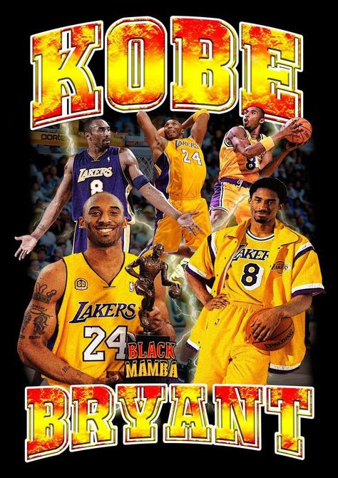 Kobe Graphic Tee, Kobe Bryant Vintage, Kobe Brayant, Basketball Prints, Kobe Bryant Shirt, Basketball Designs, Retro Shirt Design, Vintage Rap Tees, Kobe Bryant Poster