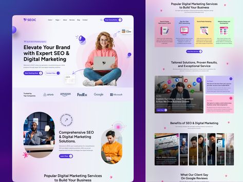 SEO & Digital Marketing Agency Landing Page by FleexStudio Marketing Agency Landing Page, Agency Landing Page, Website Optimization, Web Design Software, Website Illustration, Website Header Design, Minimal Web Design, Web Banner Design, Seo Agency