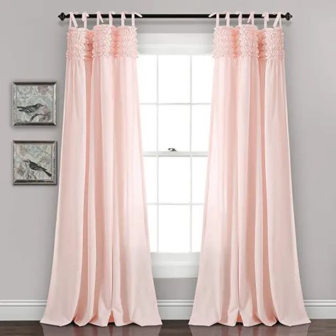 Amazon.com : pink boho curtains Ideas Armario, Ruffle Curtains, Tab Top Curtains, Pink Curtains, Nursery Curtains, Lush Decor, Beautiful Curtains, Darkening Curtains, Room Darkening Curtains