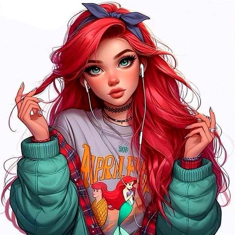 Ariel Pfp, Red Hair Red Dress, Redhead Cartoon Characters, Gothic Disney Princesses, Disney University, Redhead Art, Disney Princess Tattoo, Anime Long Hair, Favorite Disney Princess