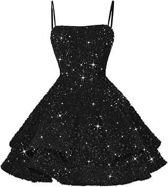 Sweet 16 Short Dresses, Bday Dresses For Teens, Birthday Dresses For Teens, Birthday Outfits For Teens, Sparkly Short Dresses, Black Sparkly Dresses, Sparkly Birthday Dress, Prom Dresses Short Black, Black Dress Sparkle