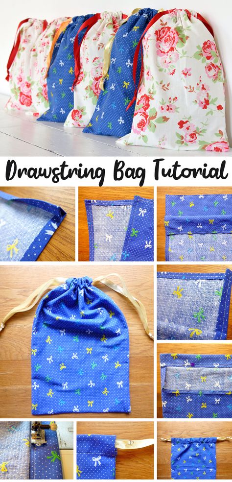 How To Make Lined Drawstring Bags, Small Drawstring Bag Pattern Free, Produce Bags Diy Sew, Fabric Drawstring Gift Bags, Drawstring Gift Bag Pattern, Dinosaur Drawstring Bag, Diy Fabric Drawstring Gift Bags, Drawstring Coin Pouch, Mini Drawstring Bag Sewing Pattern