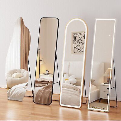 Long Mirror With Stand, Full Sized Mirror Bedroom, Beautiful Mirrors Bedroom, Big Mirror In Small Bedroom, Long Room Mirror, Long Dressing Mirror, Full Mirror For Bedroom, Lighting Mirror Design, Long Mirror For Bedroom