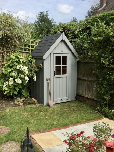 Shed In The Garden, Shed In Small Backyard, Small Garden Ideas With Shed, Mini Tool Shed, Garden Design With Shed, Small Potting Shed Ideas, Small Garden Shed Exterior Ideas, Garden Shed Workshop, Shed Uk