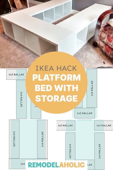 Cube Ikea, Ikea Platform, Ikea Storage Bed, Ikea Platform Bed, Ikea Bed Hack, Beautiful Bed Designs, Cama Ikea, Billy Ikea, Diy Storage Bed