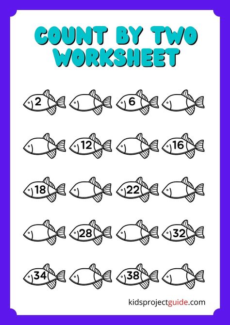 Count By Two Worksheet Worksheet For 2nd Grade, Count By 2, Skip Counting Worksheets, Counting By 2's, Arts Project, Counting For Kids, Baby Play Activities, Skip Counting, Sight Word Games