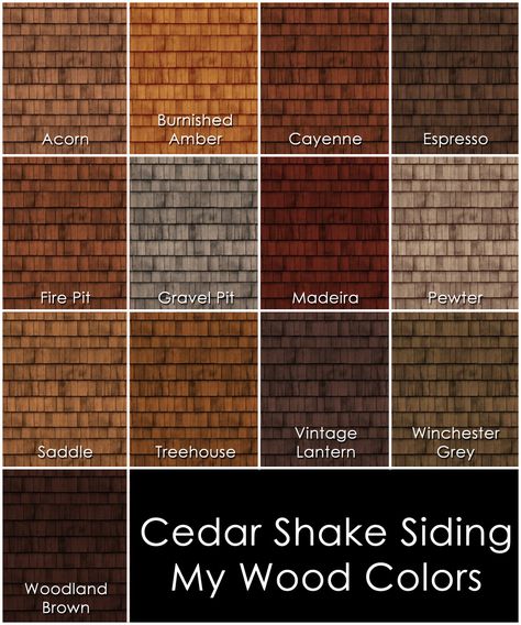 Twenty-five colors on a brand-spanking-new texture Siding Colors For Houses, Cedar Shake Siding, Woods Ideas, Exterior Siding Colors, Exterior House Siding, Wood Siding Exterior, Best Exterior Paint, Siding Ideas, Shake Siding